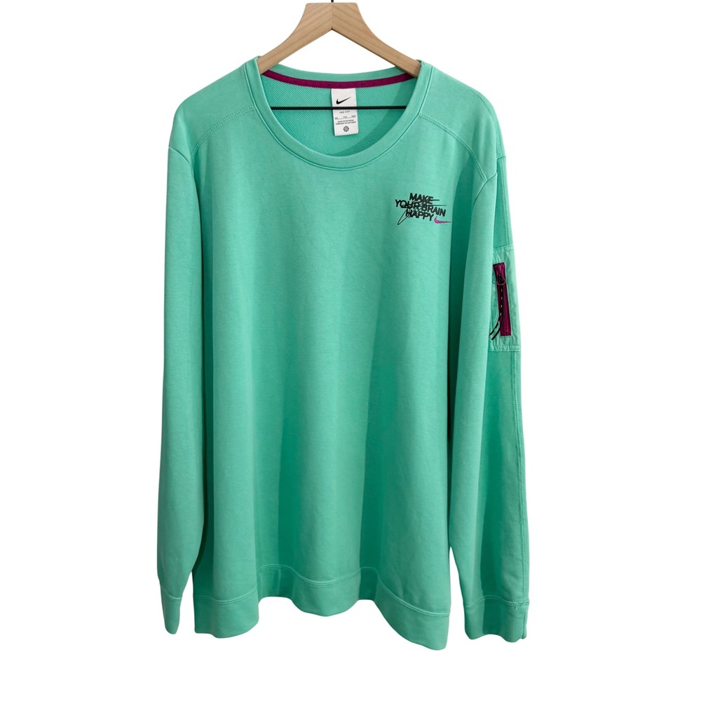 Nike D.Y.E. Make Your Brain Happy Sweatshirt Green XXL Streetwear Activewear Gym